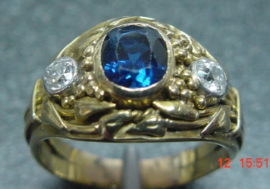 Edwardian-blue-sapphire-and-old-european-diamond-ring